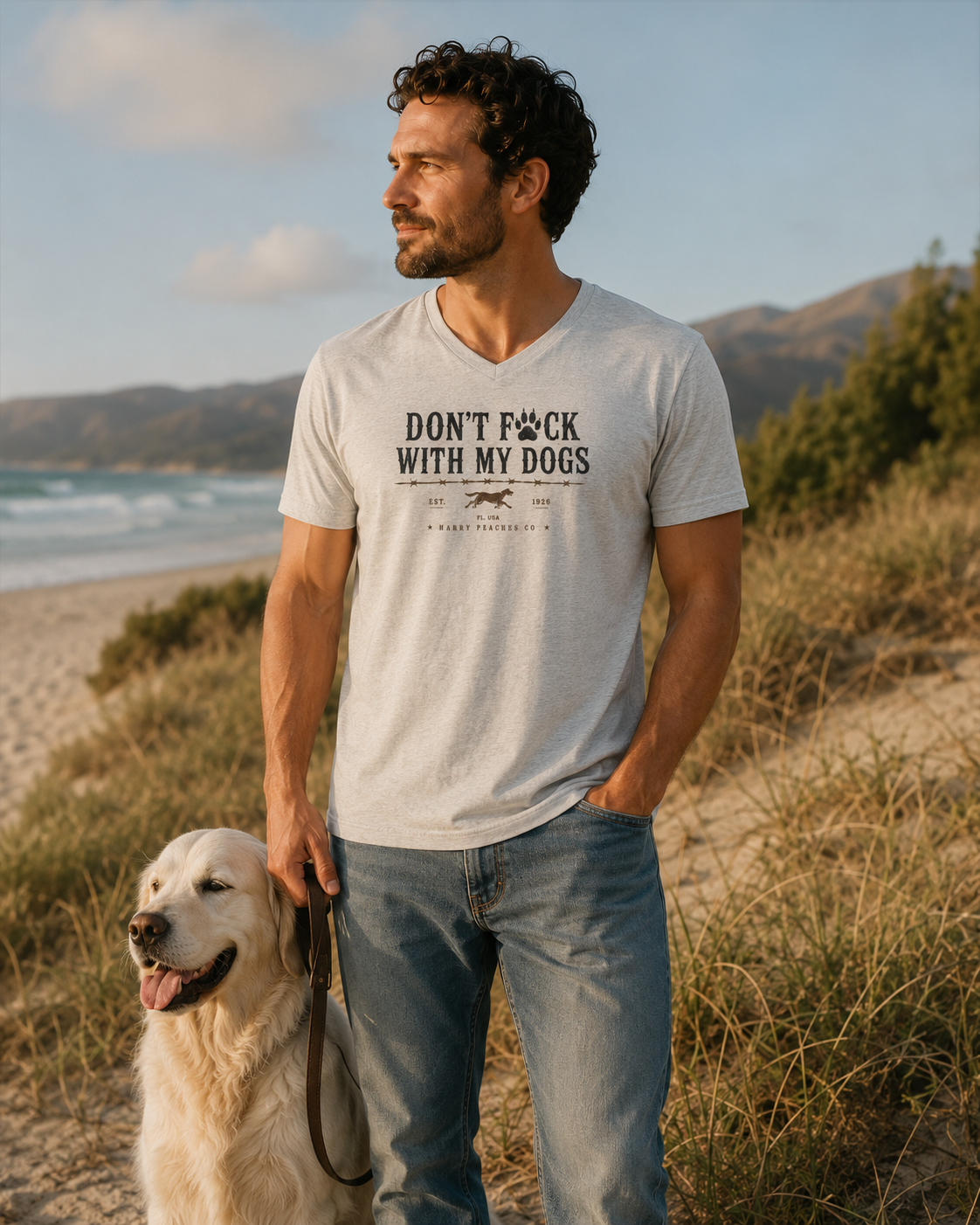 Don't F With My Dogs® Vintage Western Inspired V-Neck T-shirt