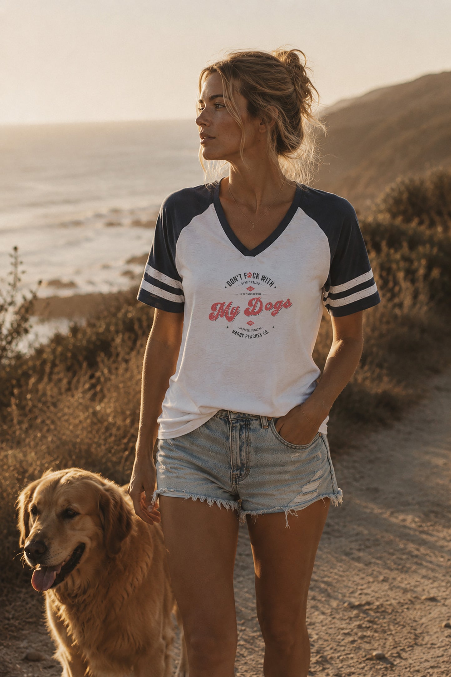 Don’t F With My Dogs Women’s Game Day V-Neck Tee