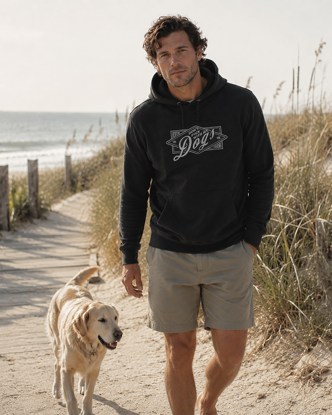 Don’t F With My Dogs®  Vintage Badge Heavyweight Hoodie