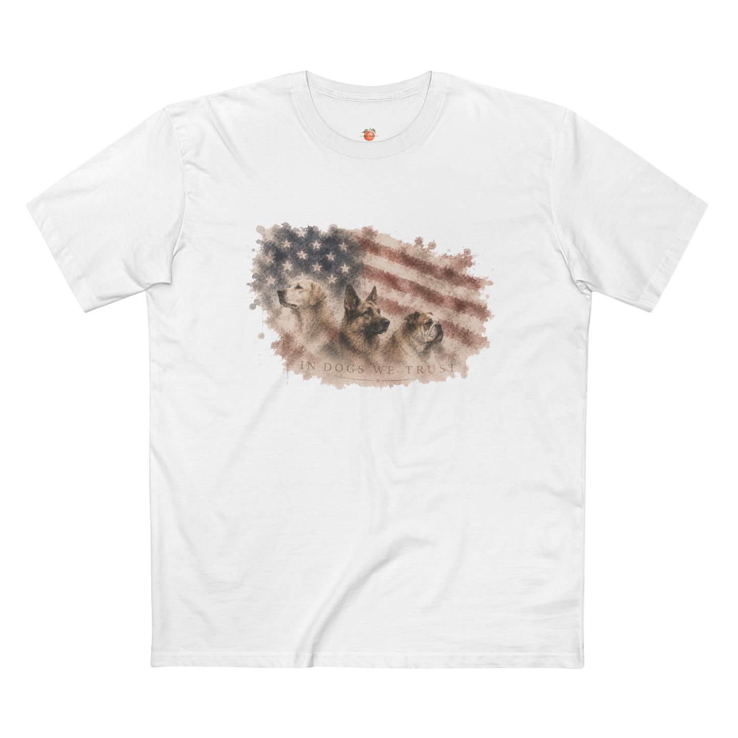 In Dogs We Trust - American Flag Watercolor T-Shirt