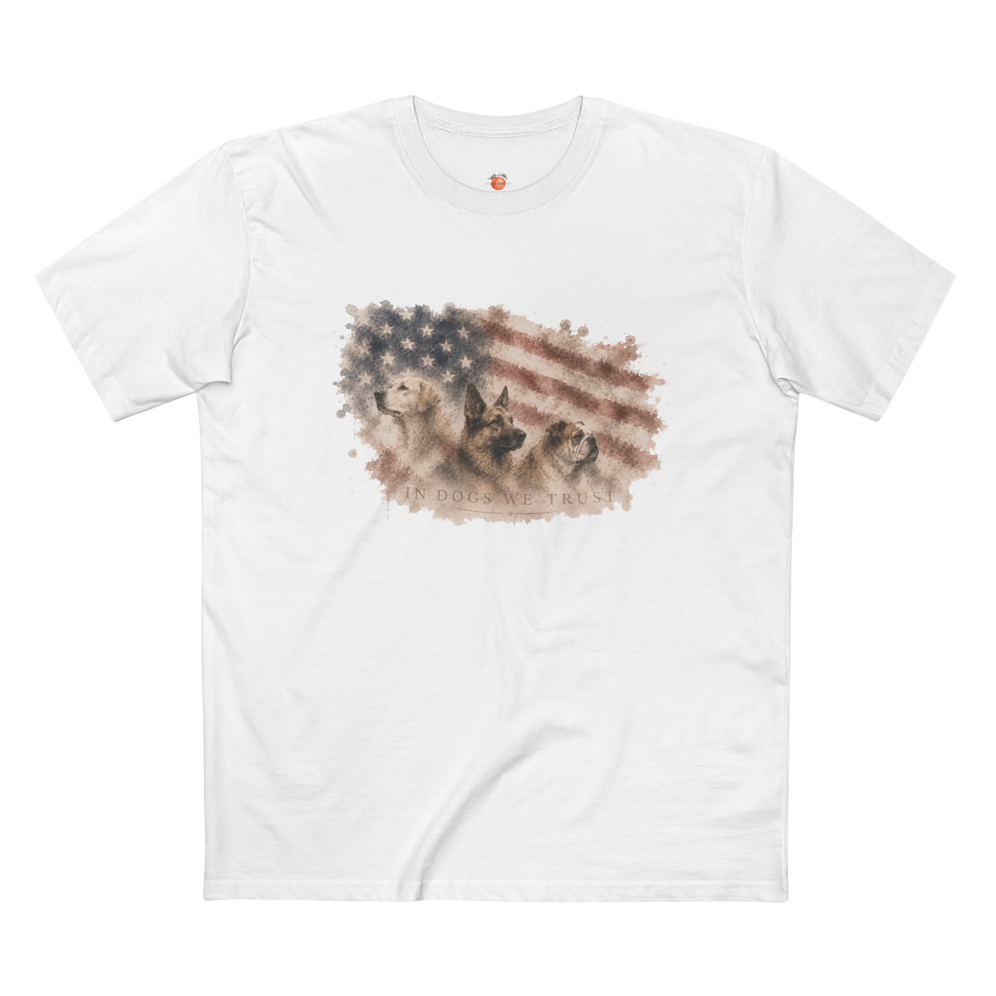 In Dogs We Trust - American Flag Watercolor T-Shirt