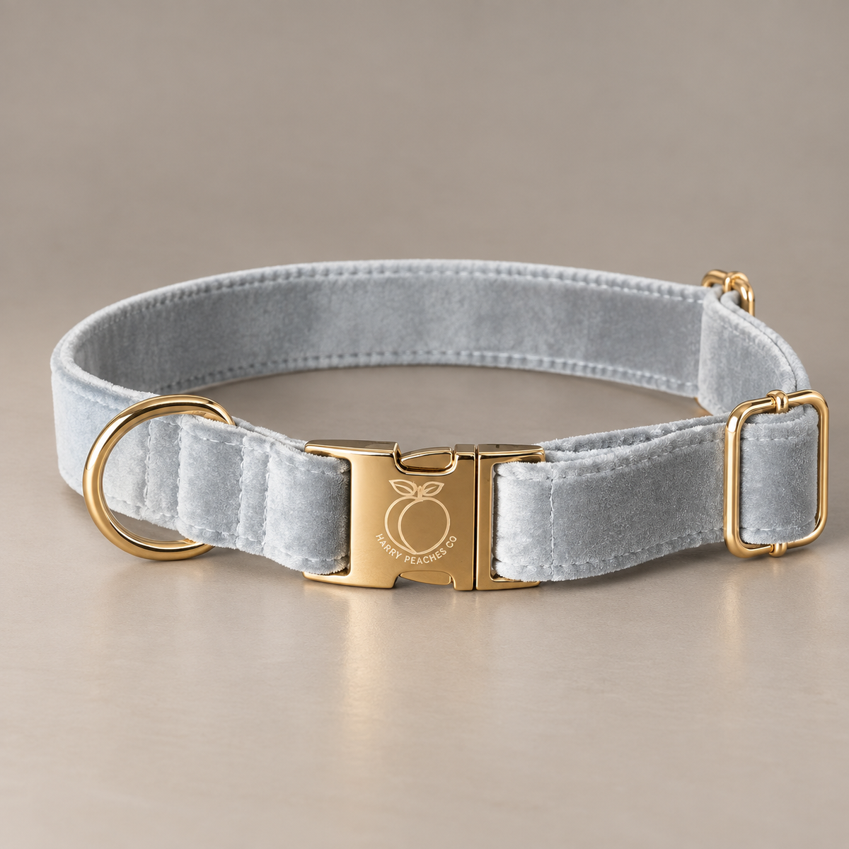 Luxury Gray Velvet Dog Collar
