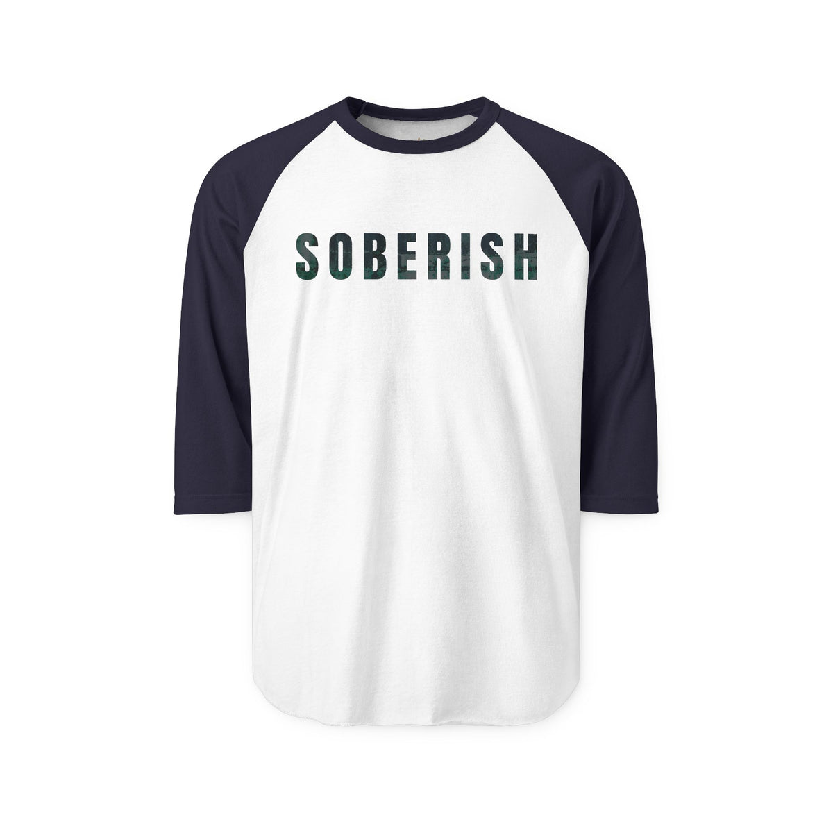 Baseball shirt with navy sleeves and a white front featuring an eagle design on a white background.