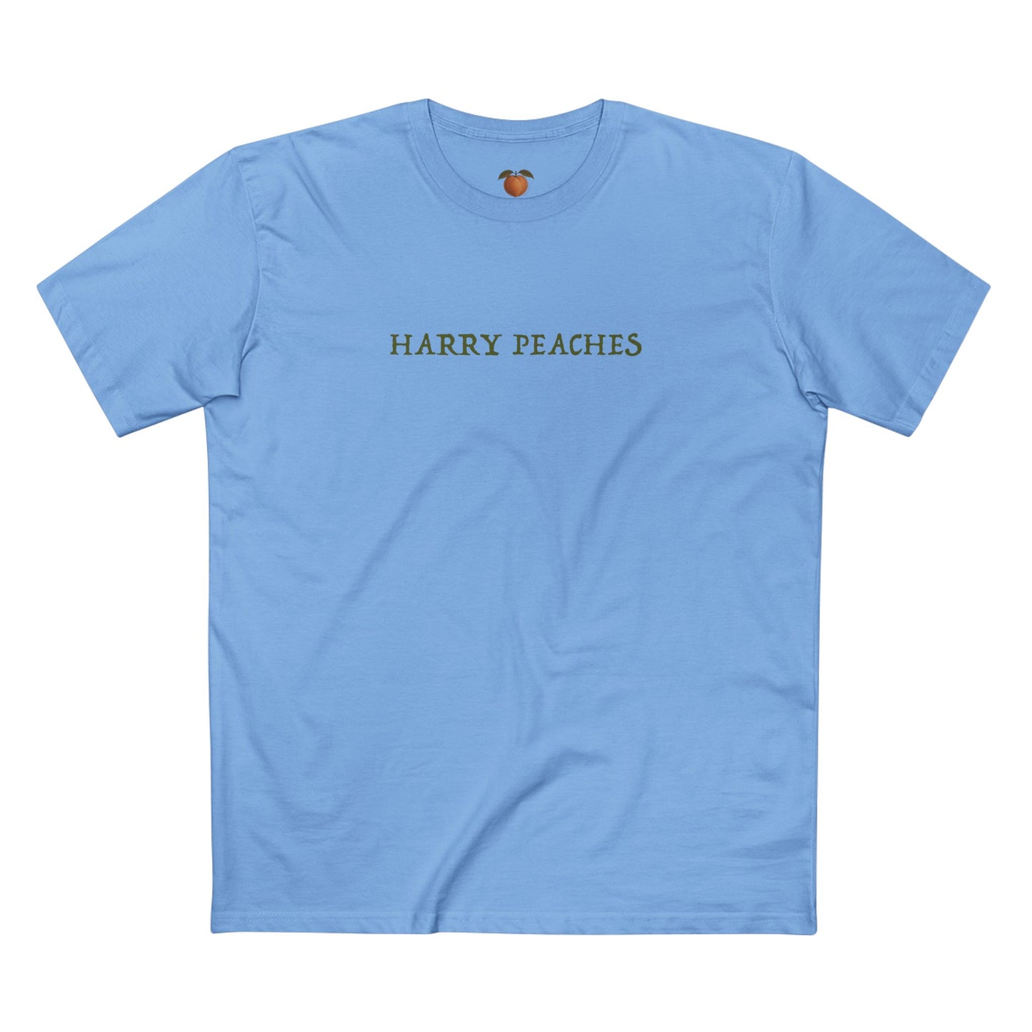 Light blue t-shirt with text on a white background