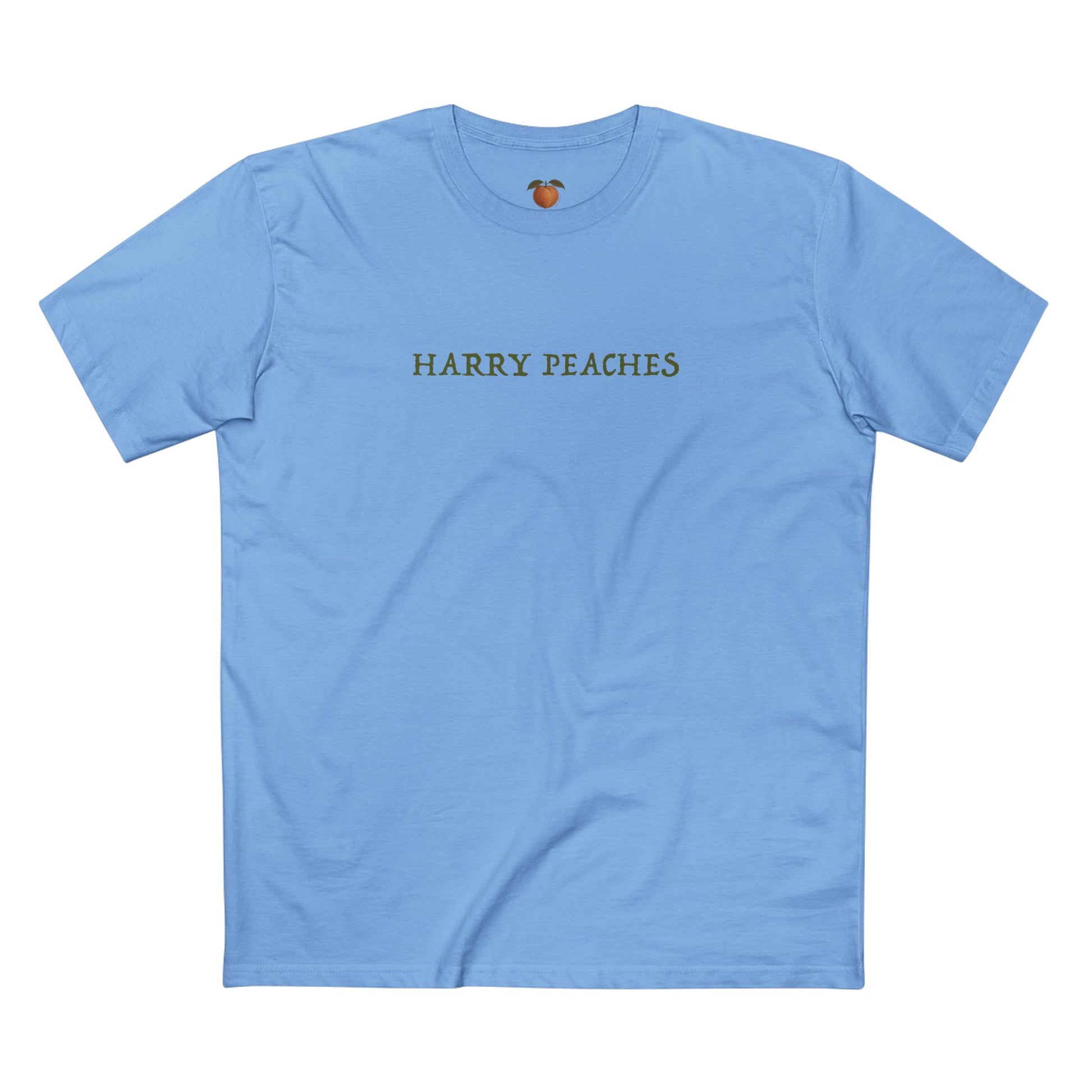 Light blue t-shirt with text on a white background