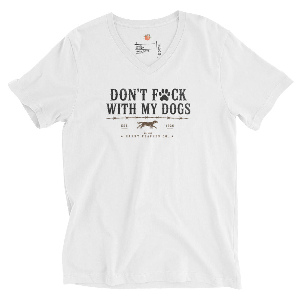 white v. neck dog tee
